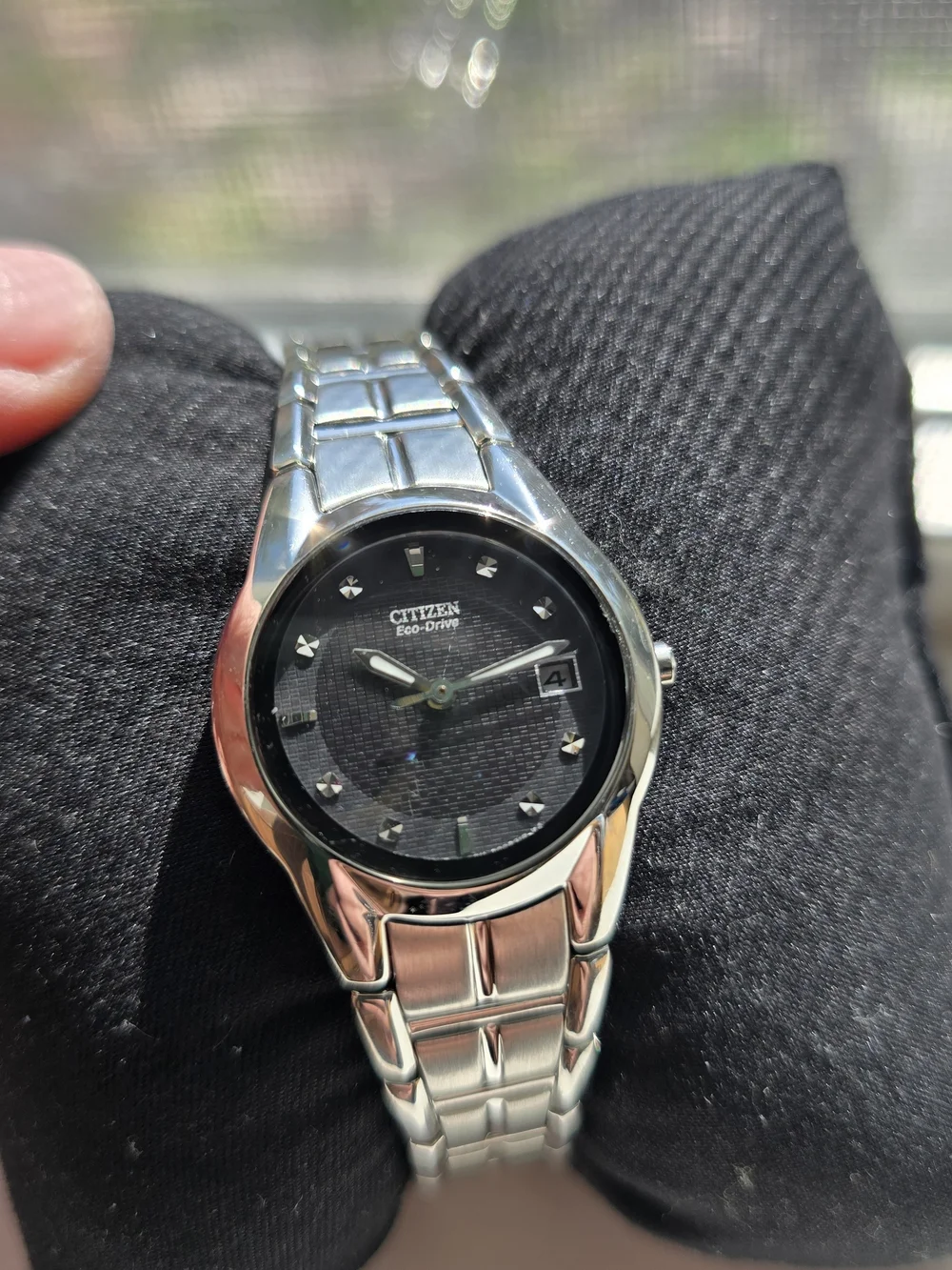 Citizen Eco-Drive Womens Black Dial With Diamond Accents